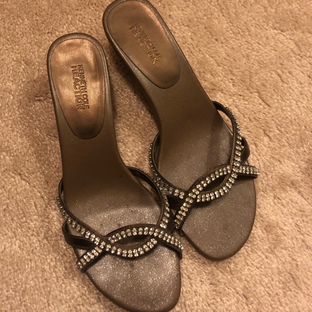 Embellished kitten heel slide